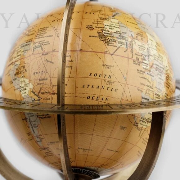 Brass Nautical Armillary Tabletop Sphere World Globe Vintage Marine Decor Gift - Picture 4 of 6